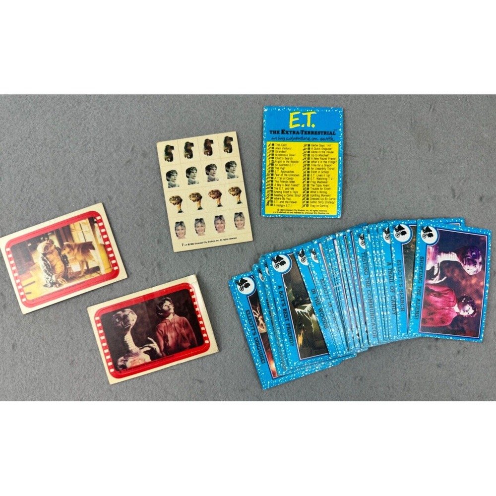 Vintage Lot of 1982 E.T. Trading Cards and Stickers 34 cards 3 sticker Sheets